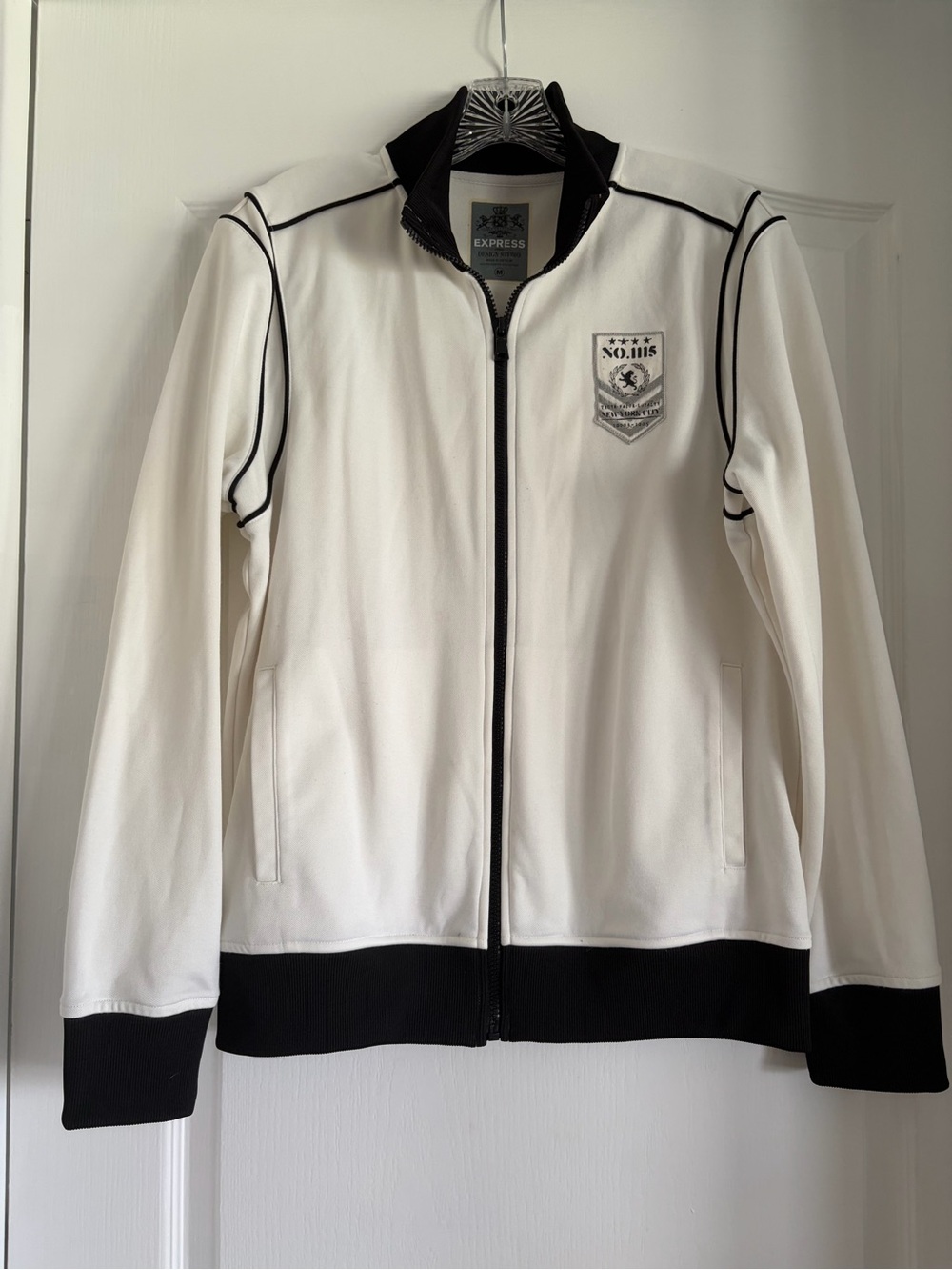 Express White Lightweight Zip Jacket with Black Trim